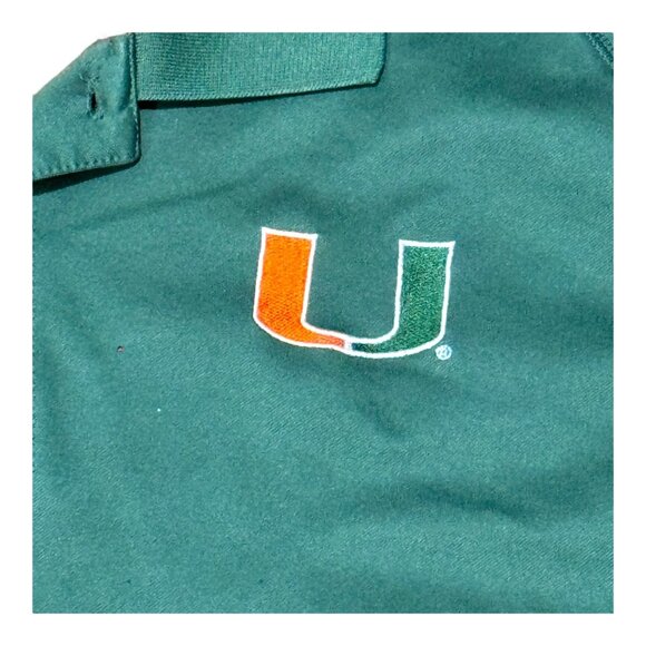 Pro Edge UM Hurricanes Football University Of Miami Green & Orange Polo Shirt L - Picture 2 of 5